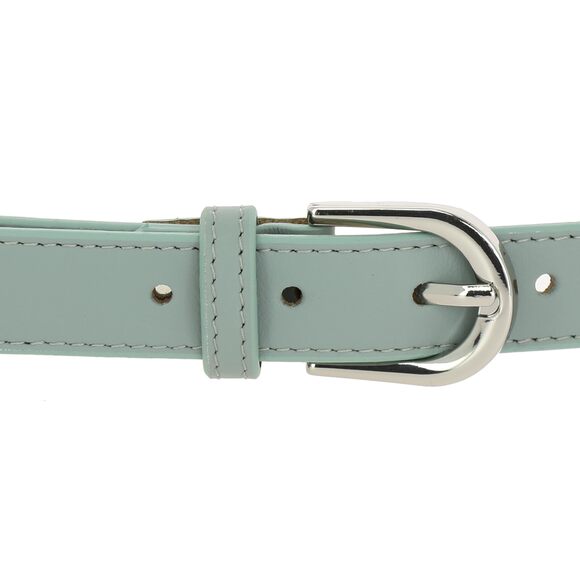 4691- Women Genuine Italian Leather Belt Luna, Made In France- Gray Green, main image 4
